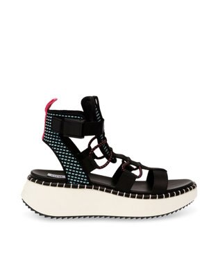 STEVE MADDEN DEELITE アンクルストラップスポーツサンダル ブラックブルー