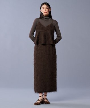 uncrave アルビニスタシフォンテレコ ハイネックカットソー（uncrave STANDARD） チャコールブラウン