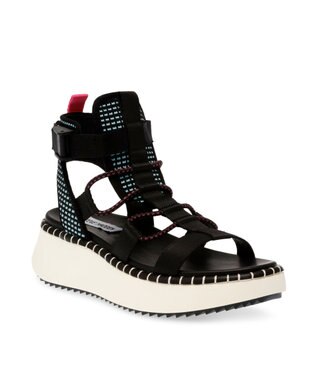 STEVE MADDEN DEELITE アンクルストラップスポーツサンダル ブラックブルー