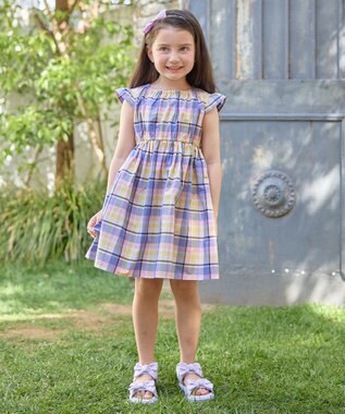 ANY KIDS 【WEB限定柄有】総柄 サマー ワンピース ブルー系チェック