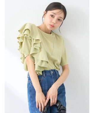 earth music&ecology アシメフリルプルオーバー Light Green