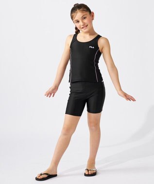 OP／FILA 【FILA】大きいサイズ｜タンクトップ＆スパッツスクール水着 180㎝ ブラック×パープル