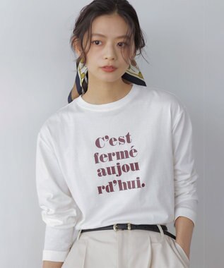 組曲 L 【加藤ローサさん着用】プリントロング Tシャツ ロゴホワイト系