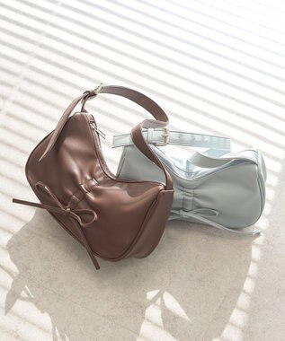 earth music&ecology リボンドロストハンドバッグ Brown