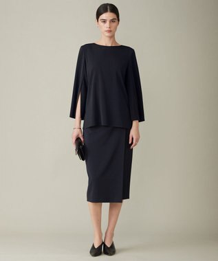 ICB 【新色追加・防シワ・速乾・洗える】Fied スリットスリーブブラウス ネイビー系