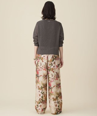 自由区 ボタニカルプリントドロスト パンツ ライトベージュ系