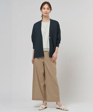 J.PRESS LADIES L FLAXASAオックス ワイド ストレート パンツ キャメル系