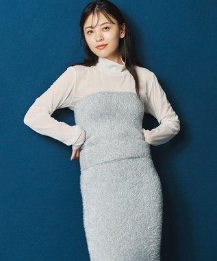 uncrave ラメ シャギー ニット バンドゥ（uncrave STANDARD） シルバー×ライトグレー