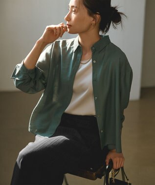 23区 【洗える】サテン タンクトップ ライトグレー系