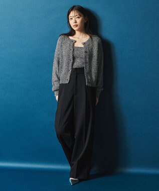 uncrave ラメ シャギー ニット バンドゥ（uncrave STANDARD） シルバー×チャコール