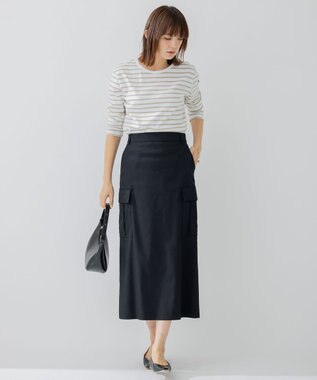 23区 L 【洗える】Armor-lux スムース ボーダー カットソー ベージュ×ホワイトボーダー