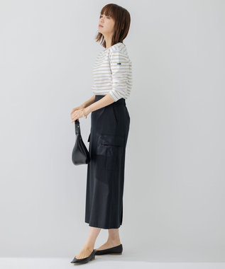 23区 L 【洗える】Armor-lux スムース ボーダー カットソー ベージュ×ホワイトボーダー