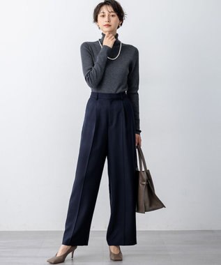 23区 【滝沢眞規子さん着用/VERY掲載/洗える】TWビエラ タック ワイド パンツ ネイビー系