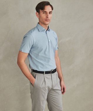 GOTAIRIKU 3年連続売上NO1/キングサイズ登場【仕事で着られる】キレイめ 鹿の子 BIZ ポロシャツ サックスブルー