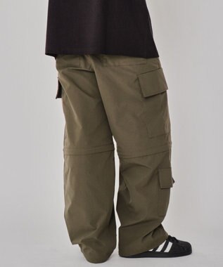WEGO 【MLサイズ展開】2WAYリップストップカーゴパンツ カーキ