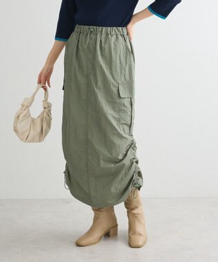 Green Parks シャイニーカーゴスカート Khaki