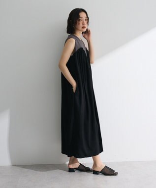 Green Parks ・ＳＵＧＡＲ　ＳＰＯＯＮ　ギャザーノースリーブワンヒ Charcoal Gray