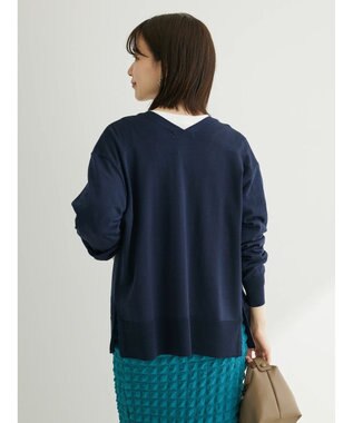 Green Parks ゴールド釦ニットカーディガン Navy