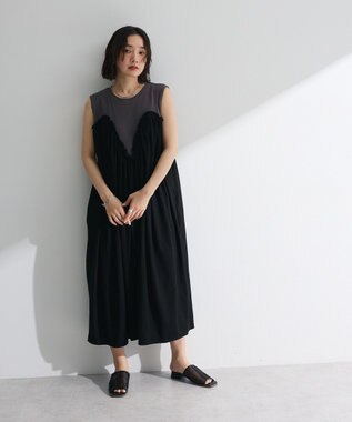 Green Parks ・ＳＵＧＡＲ　ＳＰＯＯＮ　ギャザーノースリーブワンヒ Charcoal Gray