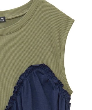 Green Parks ・ＳＵＧＡＲ　ＳＰＯＯＮ　ギャザーノースリーブワンヒ Khaki