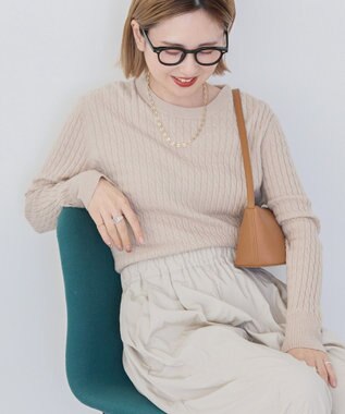 AMERICAN HOLIC ミニケーブルショート丈プルオーバー Beige