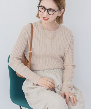 AMERICAN HOLIC ミニケーブルショート丈プルオーバー Beige