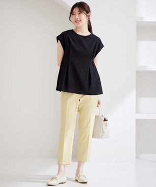 ANY SIS 【接触冷感・UVカット・撥水】クールタッチテーパード パンツ イエロー