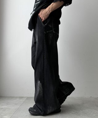 WEGO メタリックプリントデニムパンツ デニムブラックソノタ