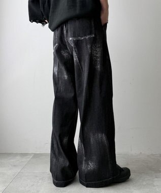 WEGO メタリックプリントデニムパンツ デニムブラックソノタ