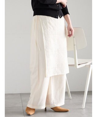 Te chichi チーフ刺繍ラップスカート付きパンツ オフホワイト