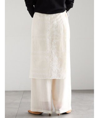 Te chichi チーフ刺繍ラップスカート付きパンツ オフホワイト