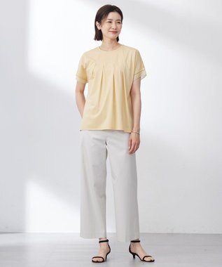 J.PRESS LADIES 【洗える・接触冷感】プレーティングジャージー フレア カットソー マリーゴールド系