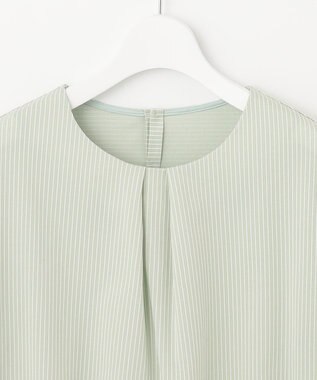 J.PRESS LADIES L ピンストライプジャージー ボリュームスリーブ カットソー ライトグリーン系1