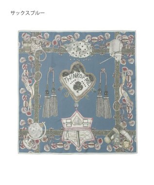 MOONBAT SWASH LONDON(スウォッシュロンドン） シルクツイルスカーフ THINK OF ME 68×68cm 日本製 サックスブルー