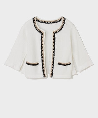 GRACE CONTINENTAL ツイーディーニットカーディガン ホワイト