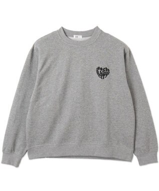 WEGO 【ユニセックス着用ITEM/裏起毛/SMLサイズ展開】リラックスフィットハートロゴプルオーバー 杢グレー