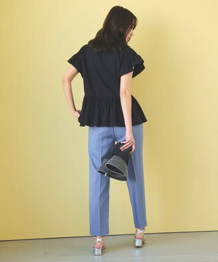 Feroux 【洗える】美シルエットカラーテーパード パンツ ブルー系