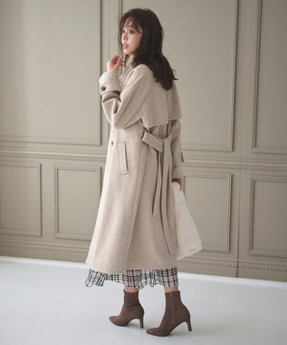 Feroux 【古畑星夏さん着用】スタンドネックウールライク コート ベージュ系
