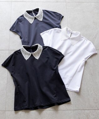 組曲 S 【2WAY】レース襟フレンチテリー カットソー ホワイト系