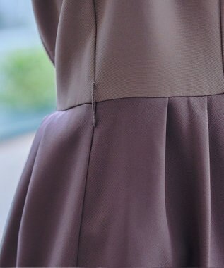 Tiaclasse L 【洗える】バックルベルト付き配色フレアワンピース ピンク