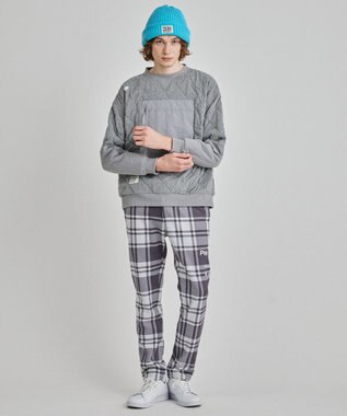PW CIRCULUS 【MEN】チェック柄 スエードライクテーパードパンツ グレー系5