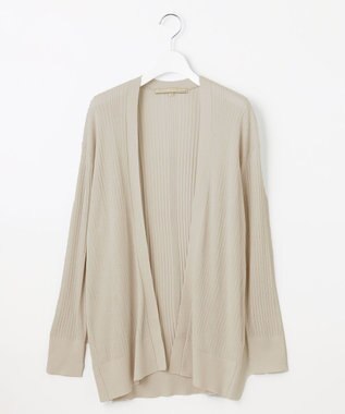 自由区 【洗える】ハイツイストコットンアセテート ニットカーディガン ベージュ系