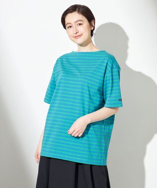 HELLY HANSEN 【速乾・UVカット・抗菌防臭】ショートスリーブ HH マリンボーダーティー ブルージェイ×アクアグリーン