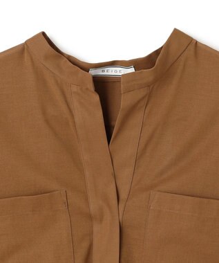 BEIGE， 【洗える・Oggi 10月号掲載】BAC / コットンビックポケットスタンドカラーシャツ Brown