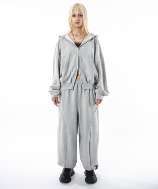 WEGO 【ユニセックス着用ITEM】バルーン3Dスウェットパンツ 杢グレー