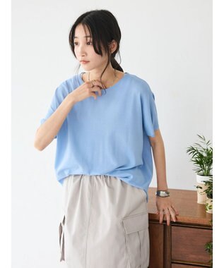 CRAFT STANDARD BOUTIQUE UVカット/接触冷感/洗える/ 半袖ニットプルオーバー Sax