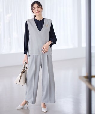 ANY 【2SET】ハンサムジレ×ワイドパンツセット シャンブレーグレー