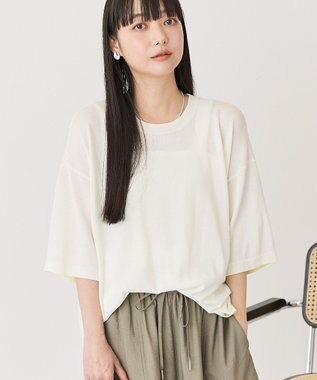 AMERICAN HOLIC 配色コクーンシルエットニット Off White