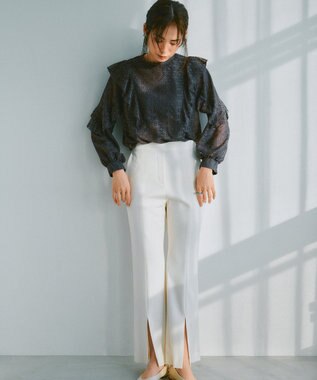 ANY SIS S 【洗える】ラッフルレース トップス スレート