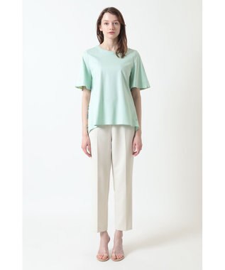 DAKS チェック切替 デザインブラウス シーグラス